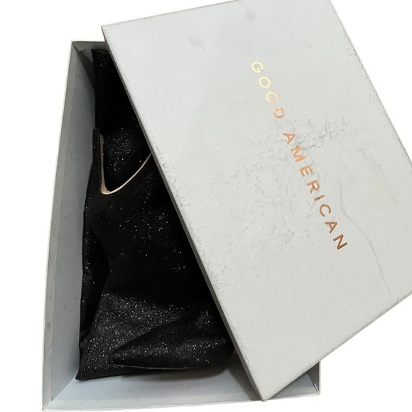 Good American NEW‎ Slouch Over the Knee Black Glitter Stiletto Heel Boots 7 - Picture 13 of 13